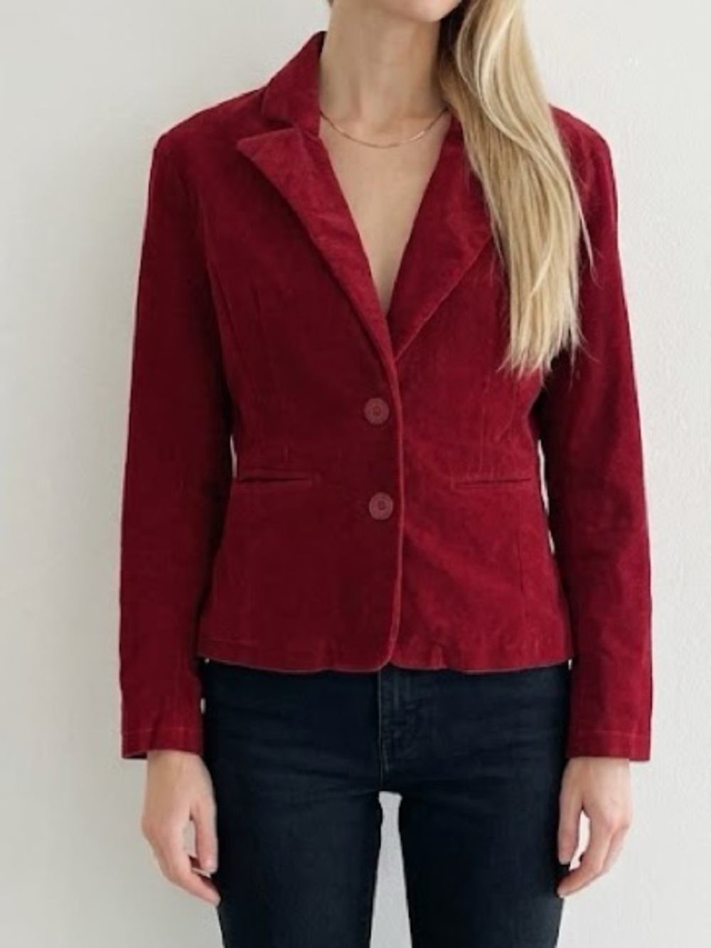 Wilsons Leather Red Velvet Blazer Medium
